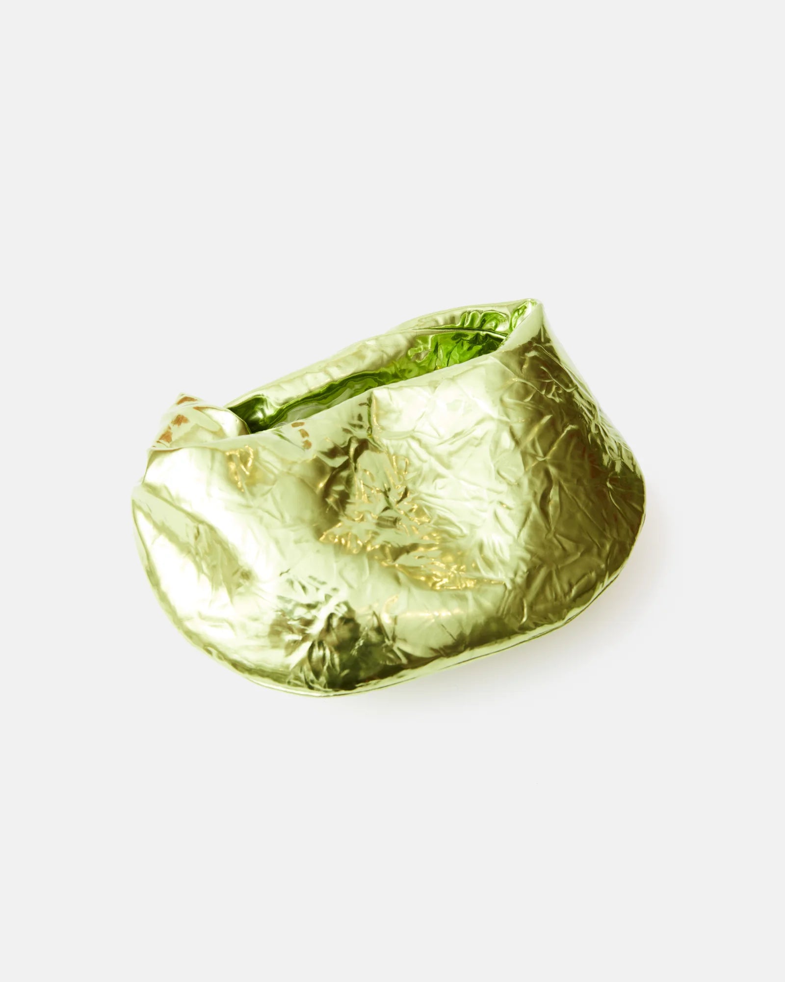 Bottega Veneta Jodie Mini Clutch bag in Chlorophyll color and Mettalic Leather
