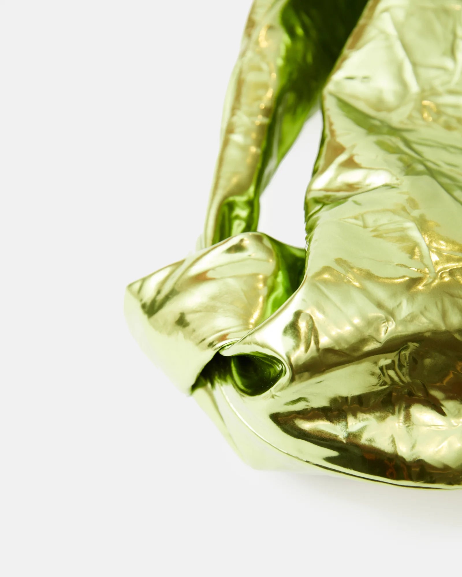 Bottega Veneta Jodie Mini Clutch bag in Chlorophyll color and Mettalic Leather