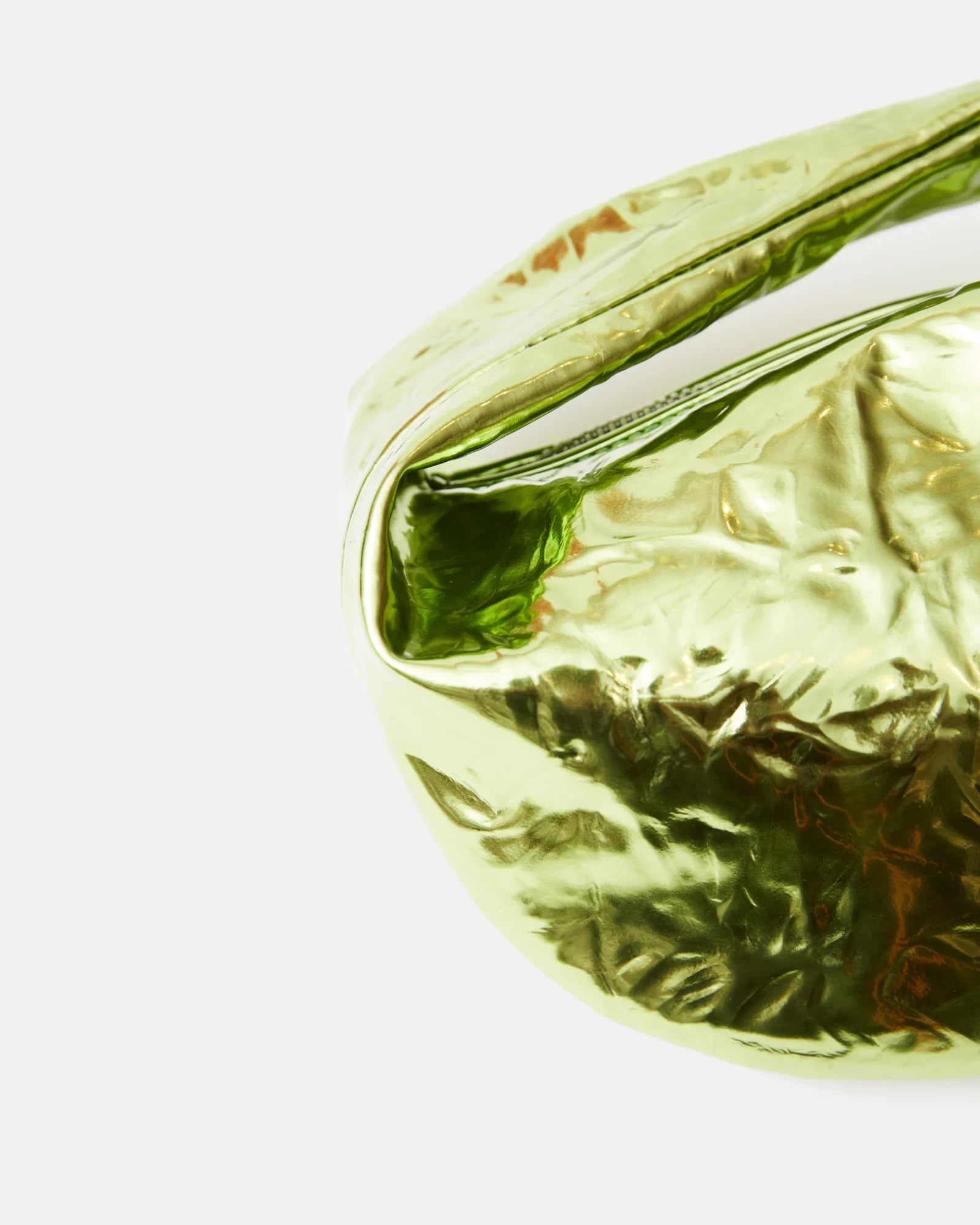 Bottega Veneta Jodie Mini Clutch bag in Chlorophyll color and Mettalic Leather