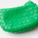 Bottega Veneta Jodie Mini Clutch bag in green Intrecciato woven leather with a knotted handle