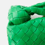 Bottega Veneta Jodie Mini Clutch bag in green Intrecciato woven leather with a knotted handle