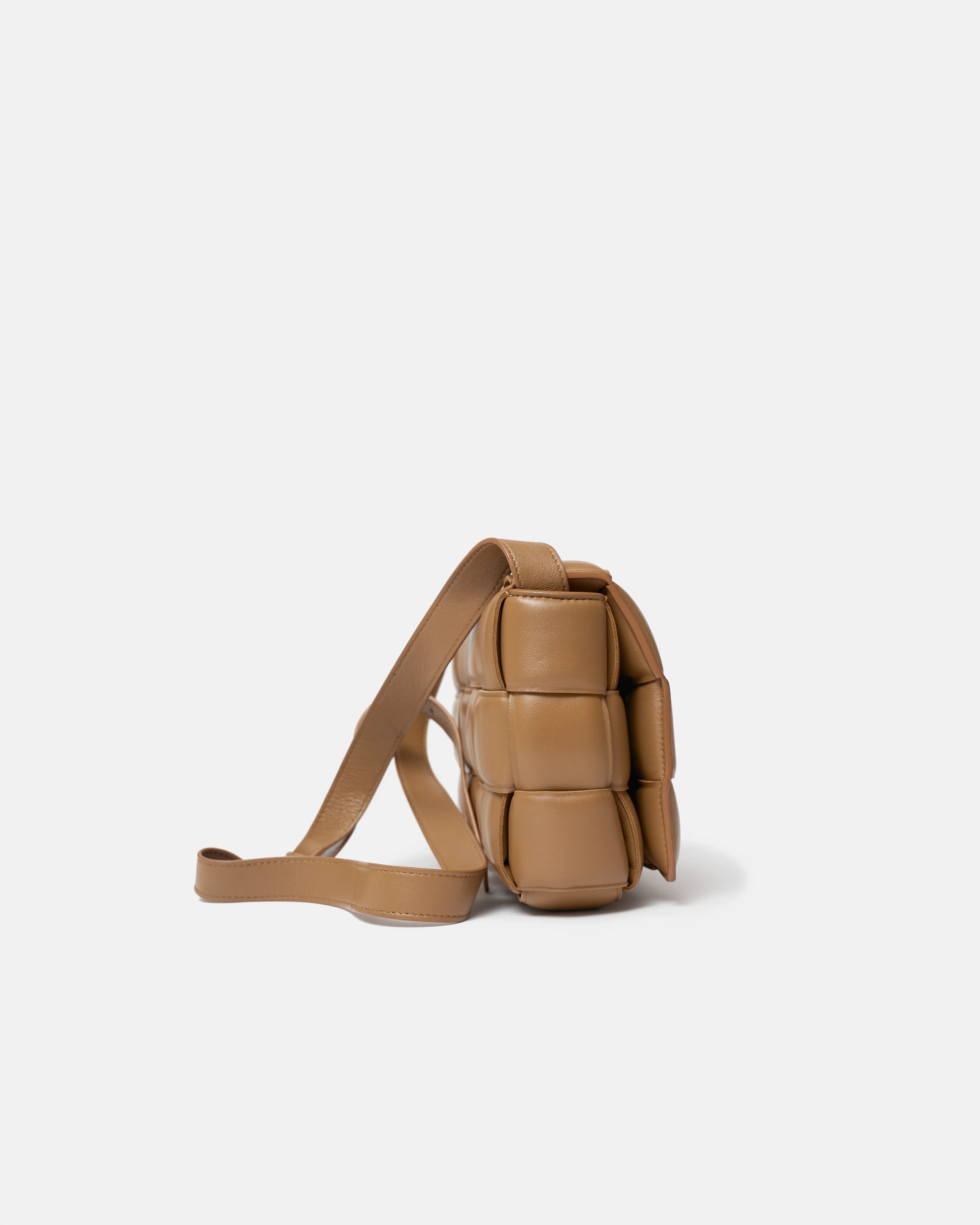 Bottega Veneta Padded Cassette Crossbody bag in Caramel color and Lambskin Leather