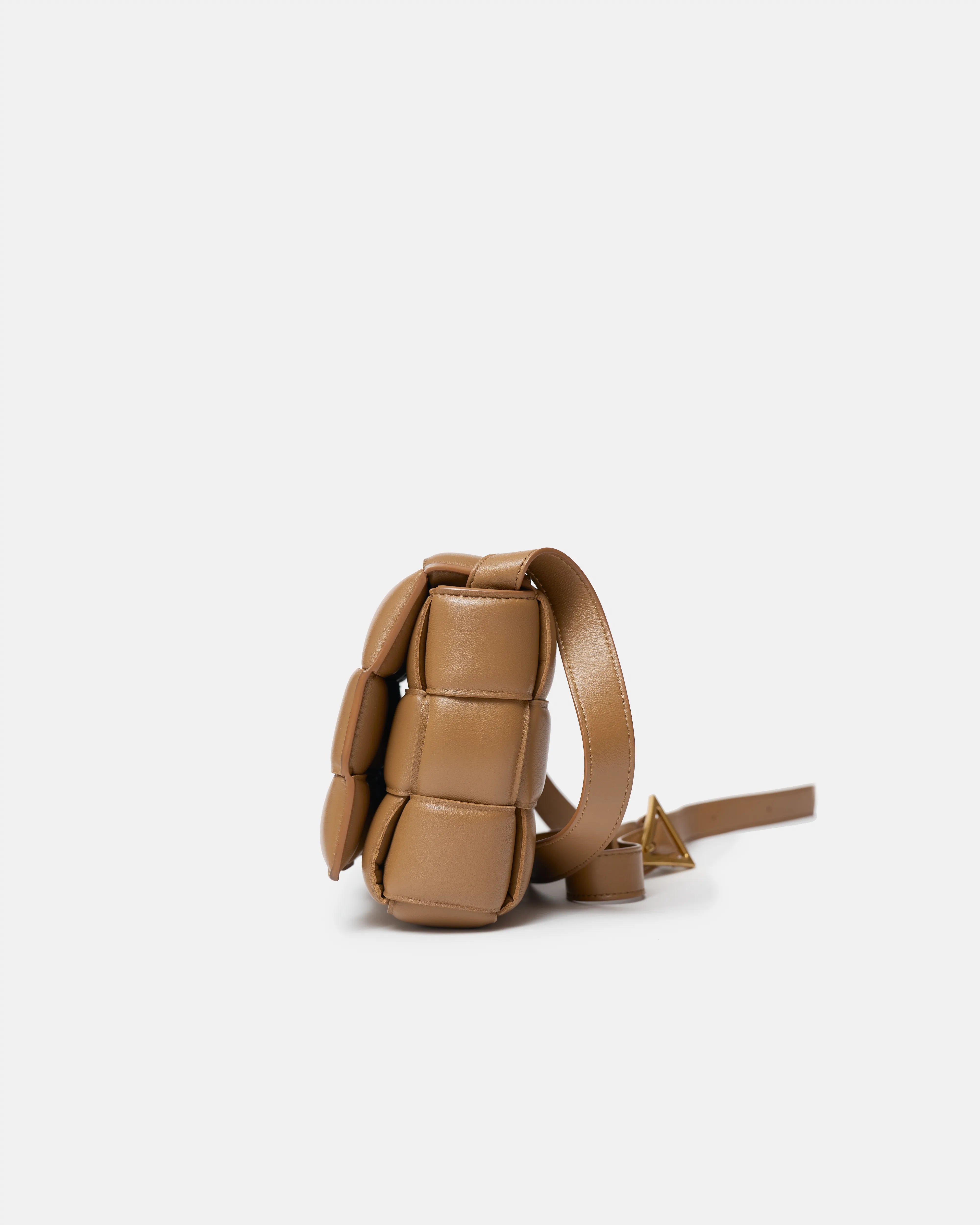 Bottega Veneta Padded Cassette Crossbody bag in Caramel color and Lambskin Leather