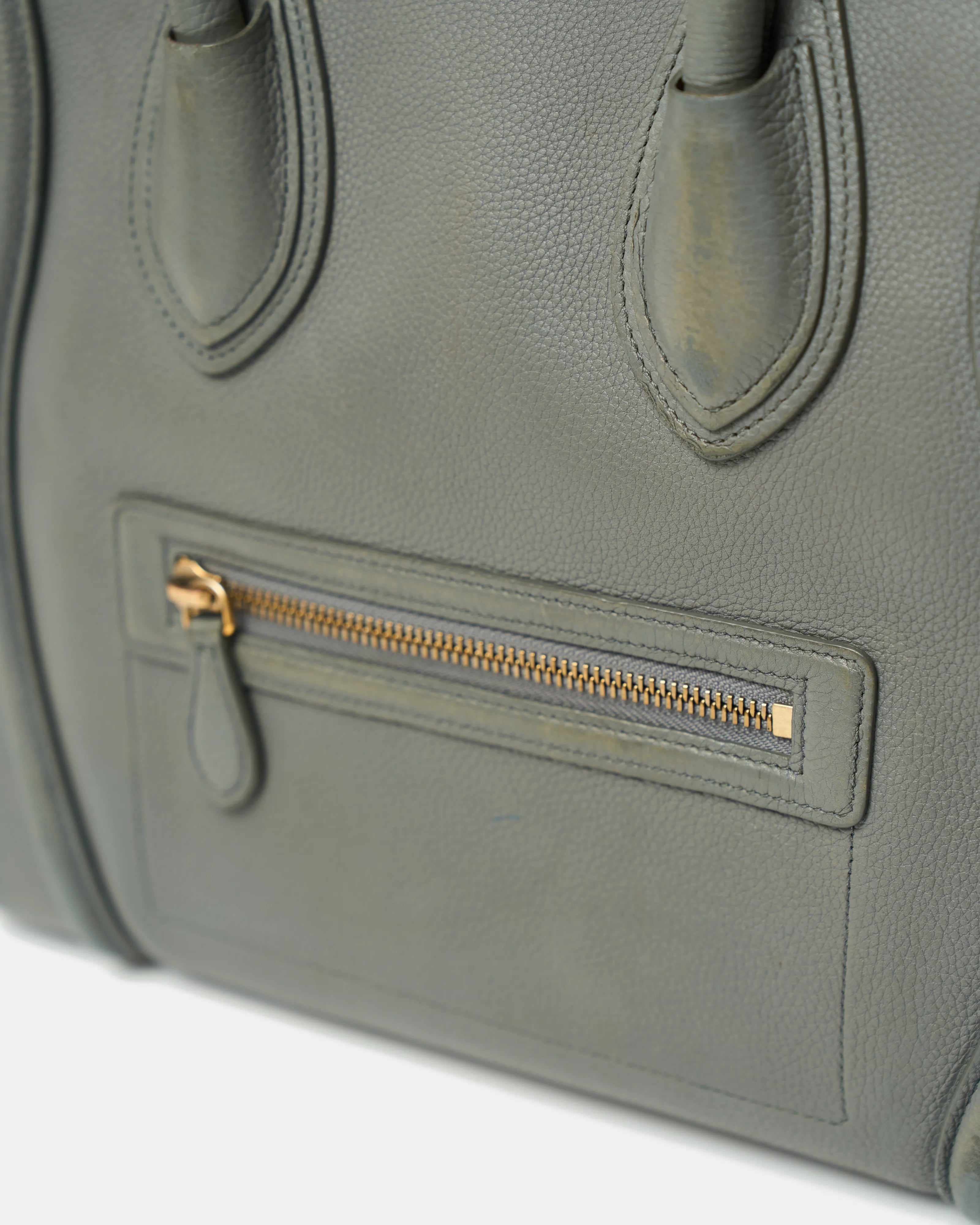 Celine Luggage Handbag in Grey color and Drummed (Grained) Calfskin Leather