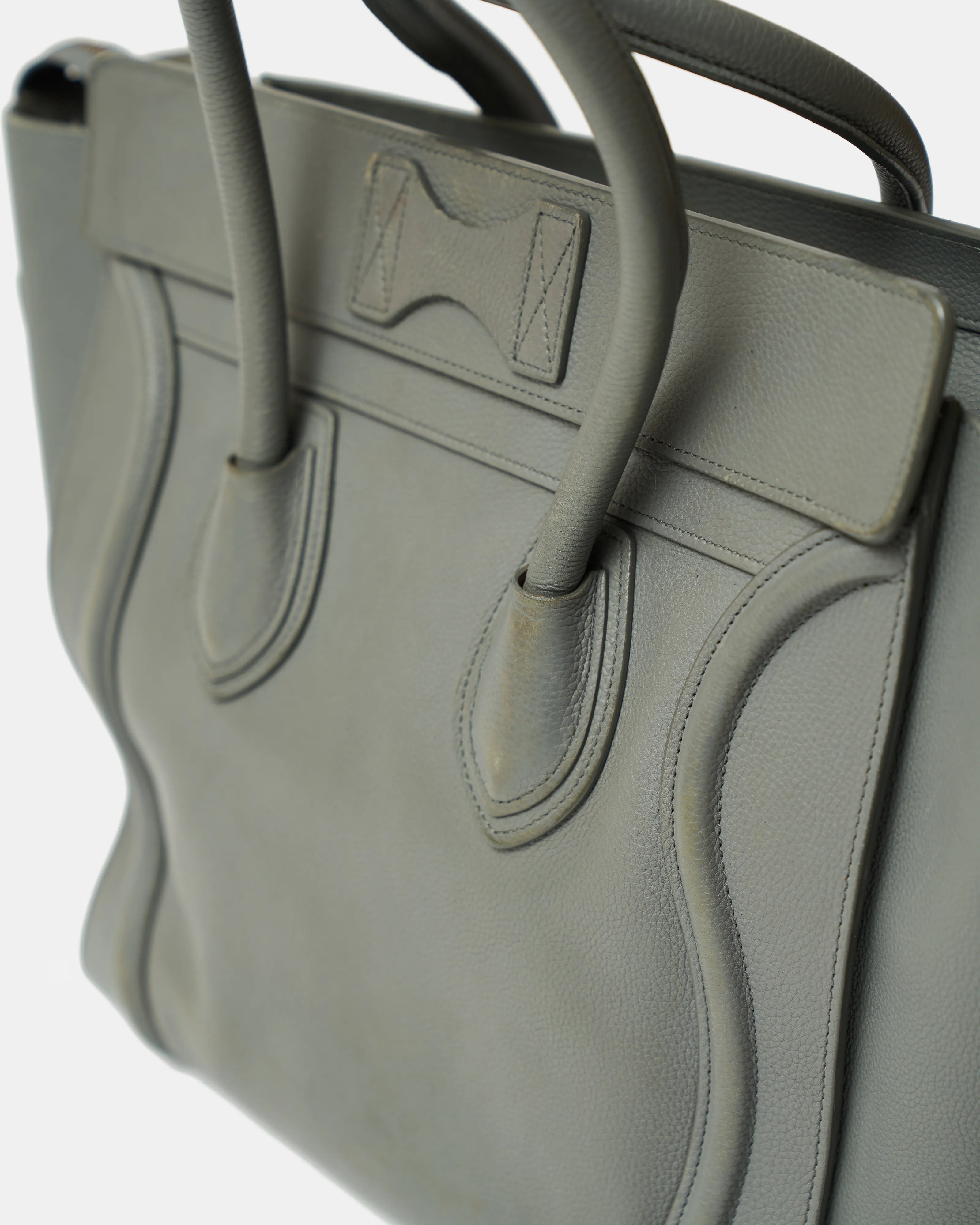 Celine Luggage Handbag in Grey color and Drummed (Grained) Calfskin Leather