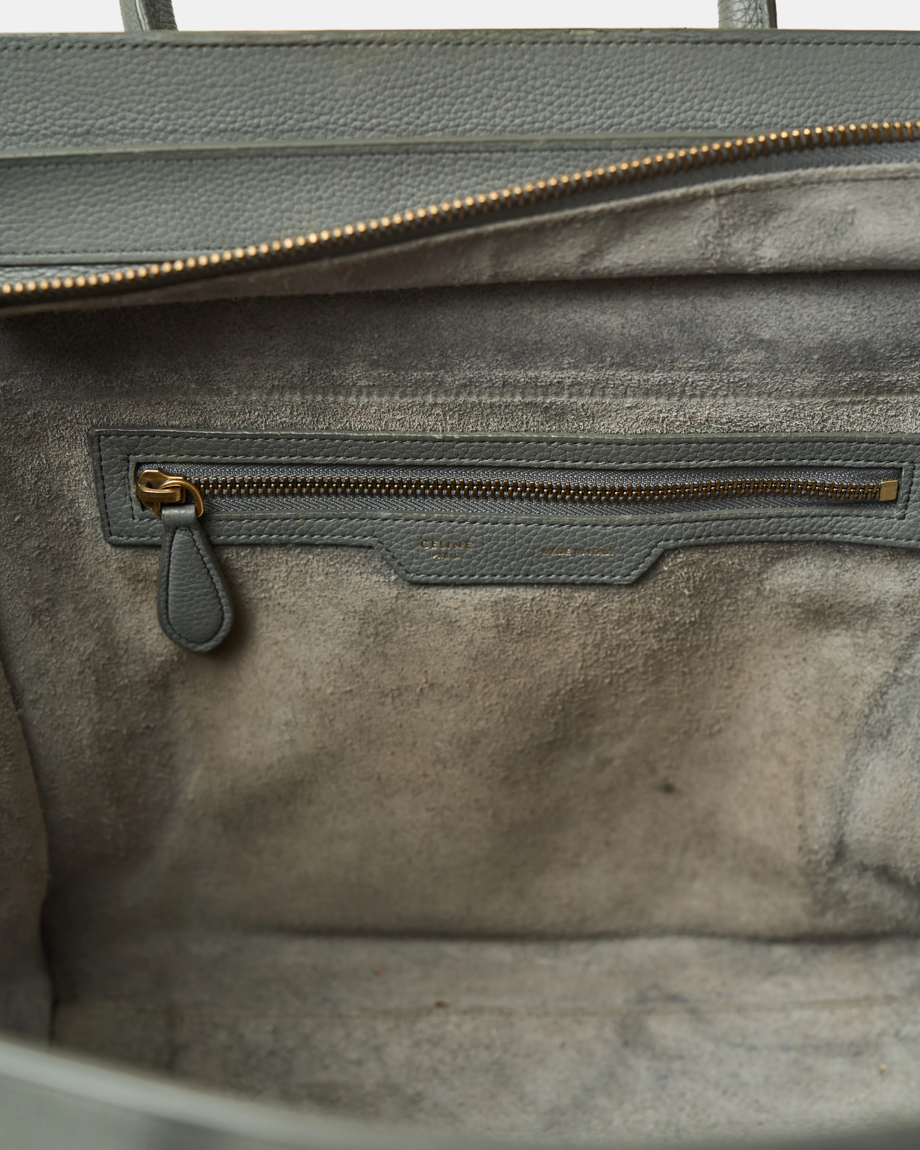 Celine Luggage Handbag in Grey color and Drummed (Grained) Calfskin Leather