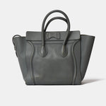 Celine Luggage Handbag in Grey color and Drummed (Grained) Calfskin Leather