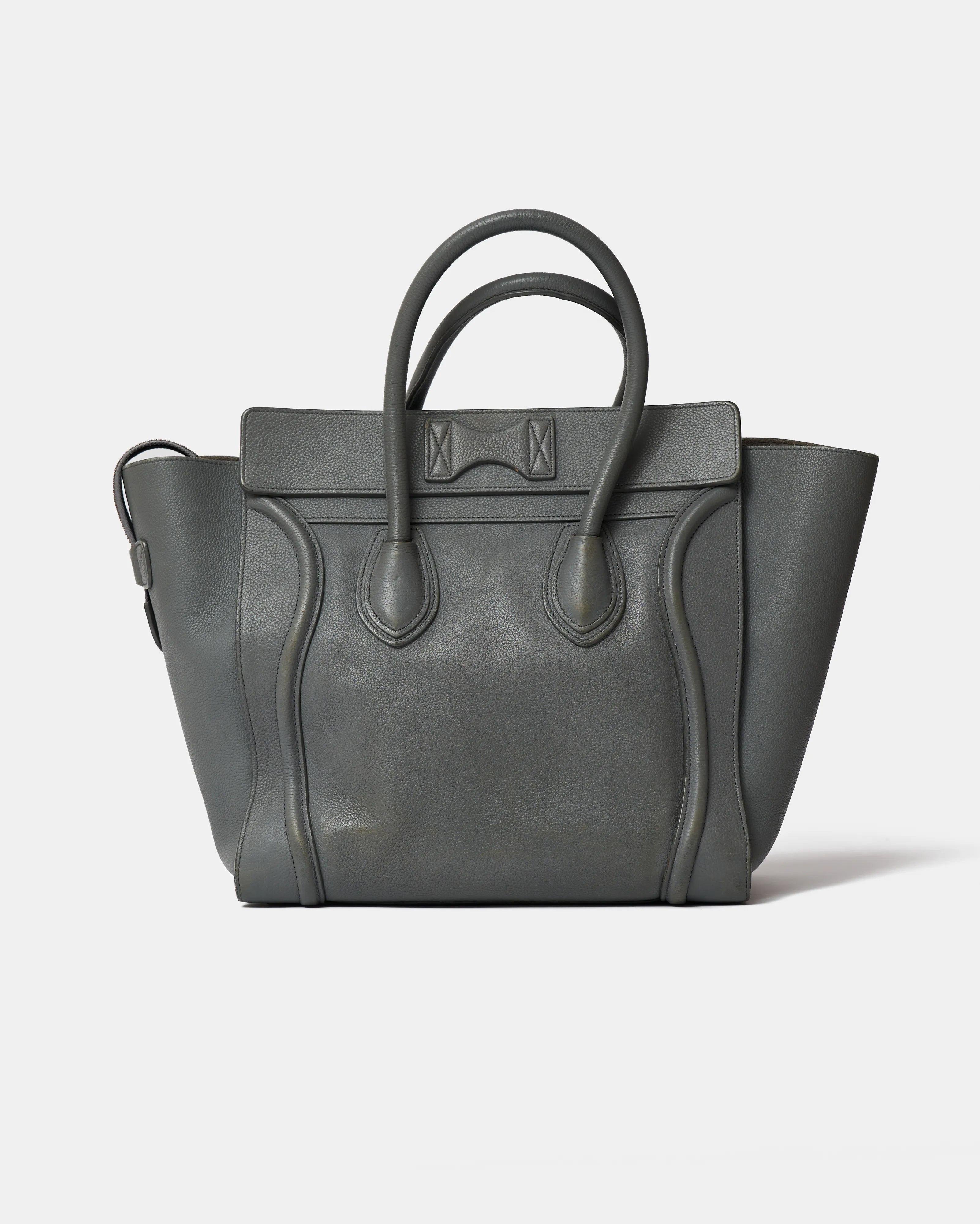 Celine Luggage Handbag in Grey color and Drummed (Grained) Calfskin Leather