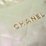 Chanel 22 Handbag in light green color and Shiny Calfskin leather in GHW 