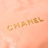 Chanel 22 Handbag in light orange color and Shiny Calfskin leather in GHW 