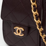 Chanel 25 shoulder bag in brown color and grained calfskin material in GHW 
