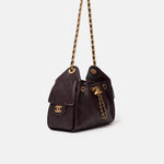 Chanel 25 shoulder bag in brown color and grained calfskin material in GHW 