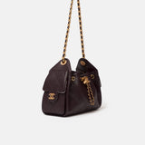 Chanel 25 shoulder bag in brown color and grained calfskin material in GHW 