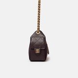 Chanel 25 shoulder bag in brown color and grained calfskin material in GHW 
