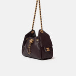 Chanel 25 shoulder bag in brown color and grained calfskin material in GHW 