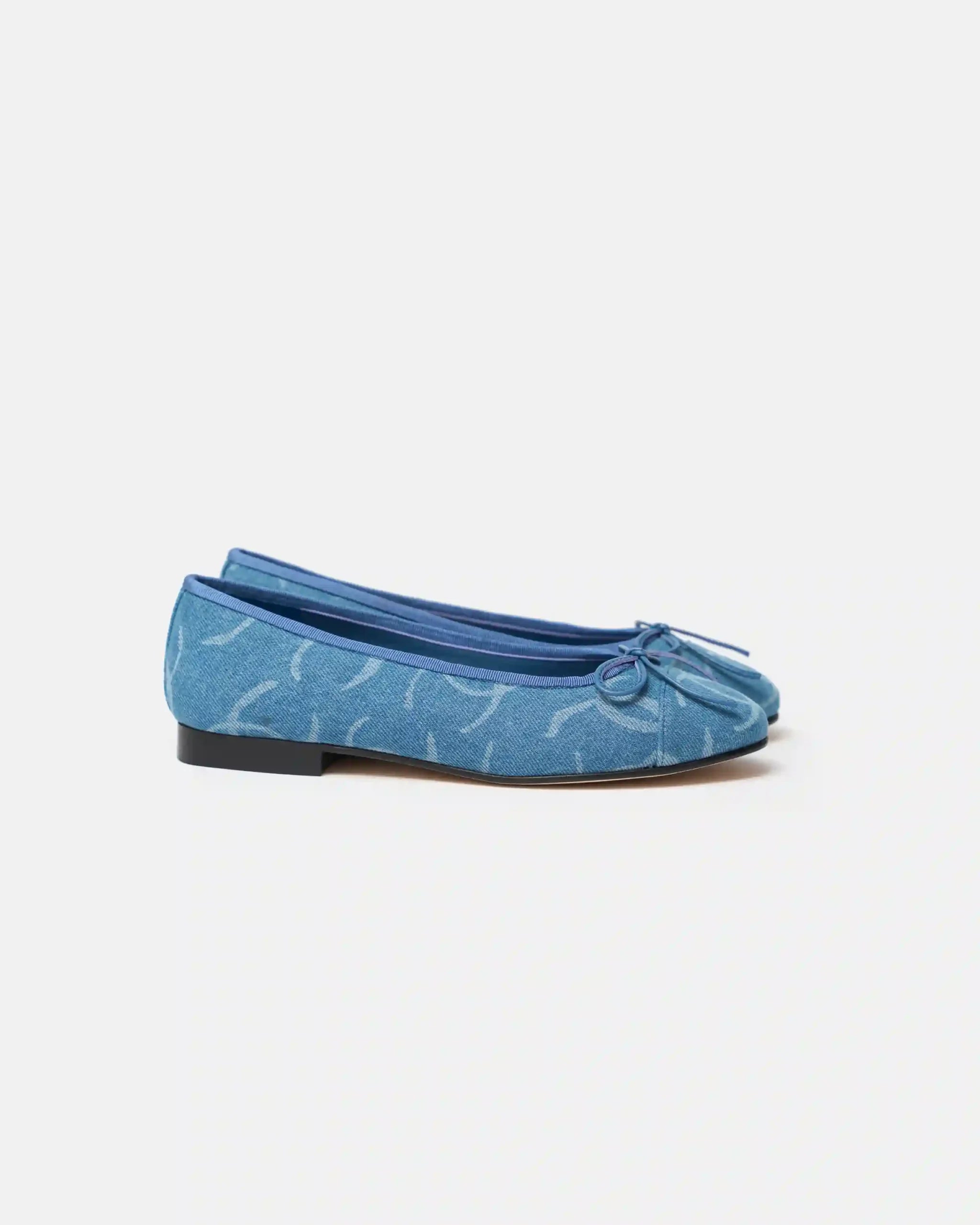 Chanel ballet flats in blue color and Printed Denim Material