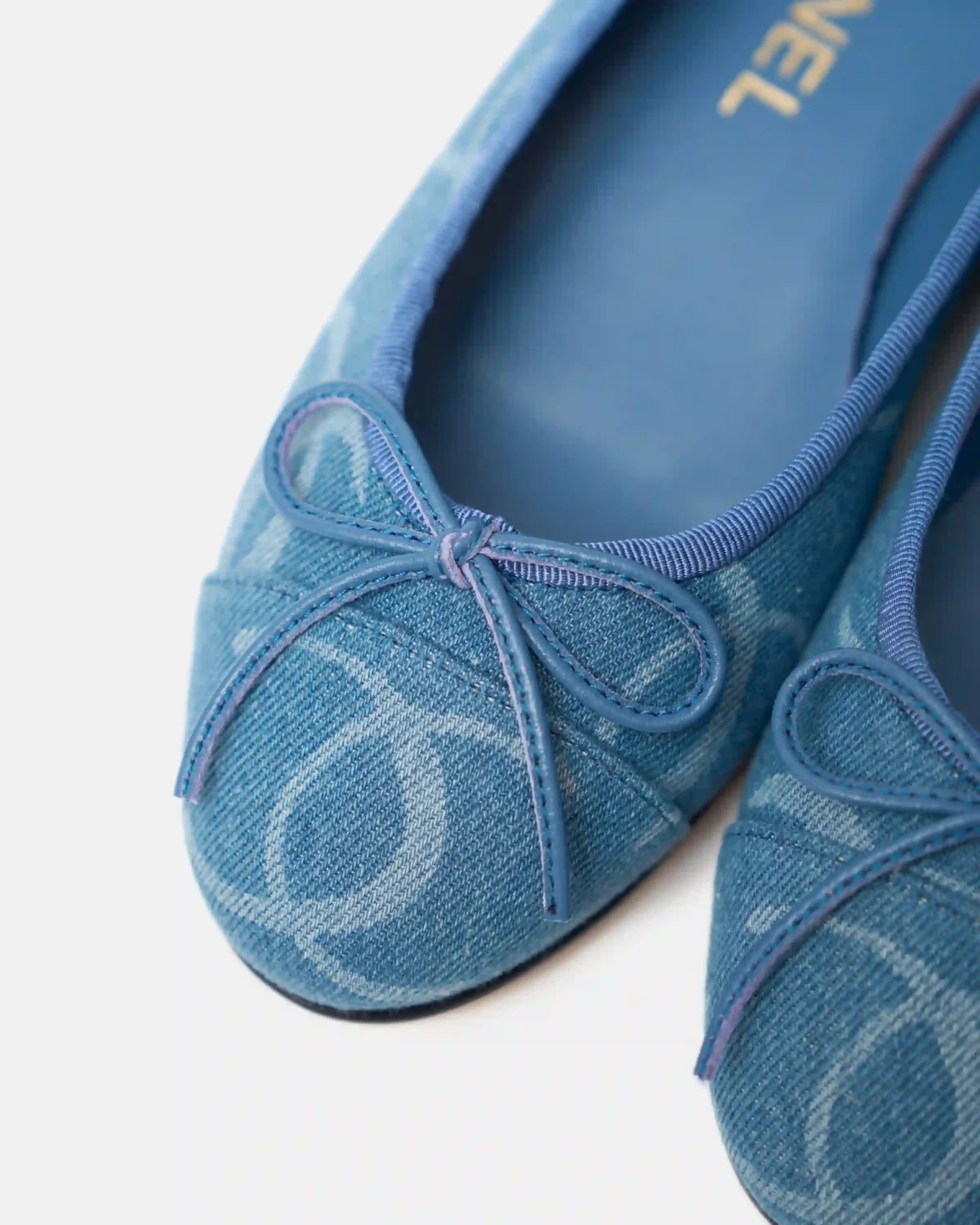 Chanel ballet flats in blue color and Printed Denim Material