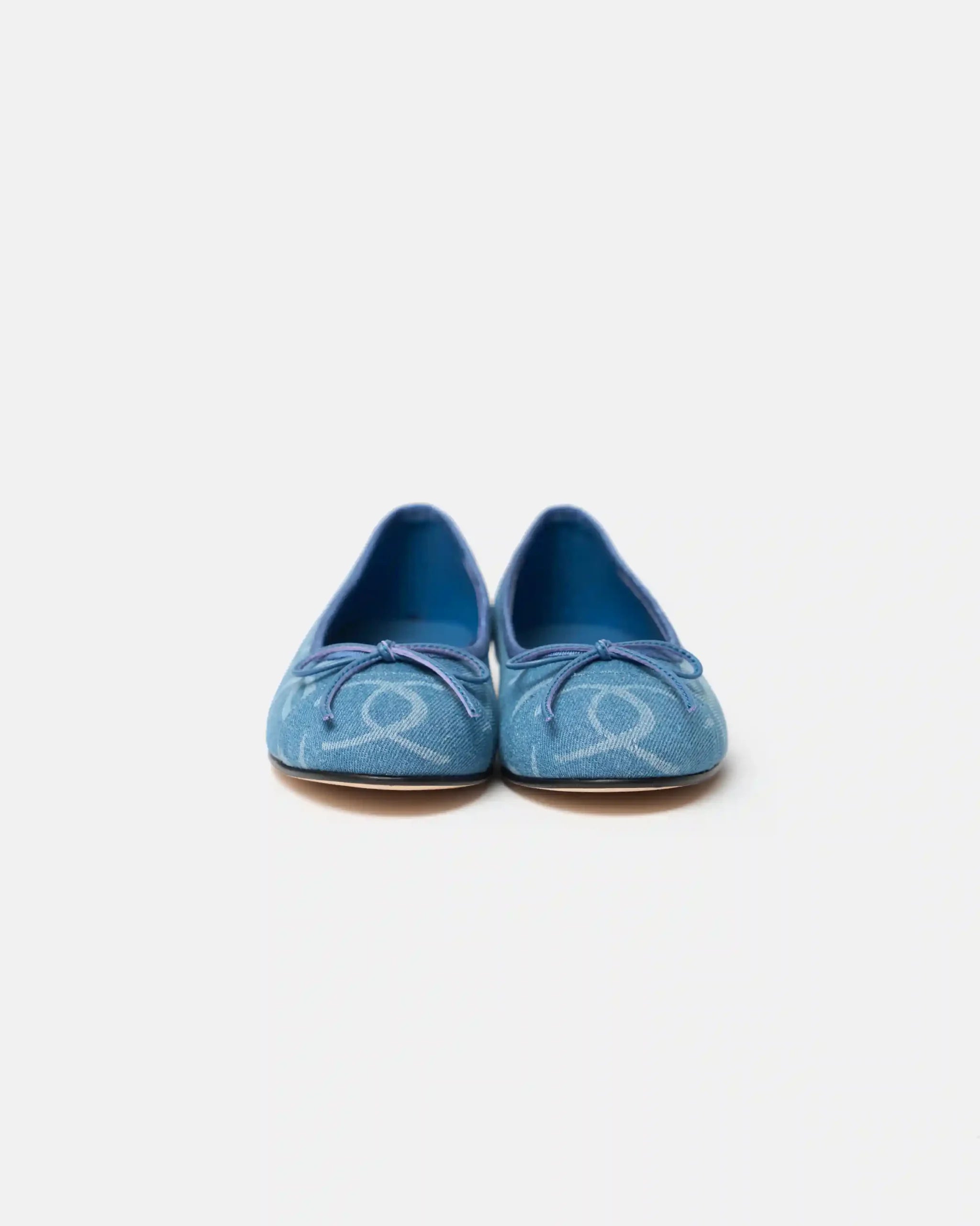 Chanel ballet flats in blue color and Printed Denim Material