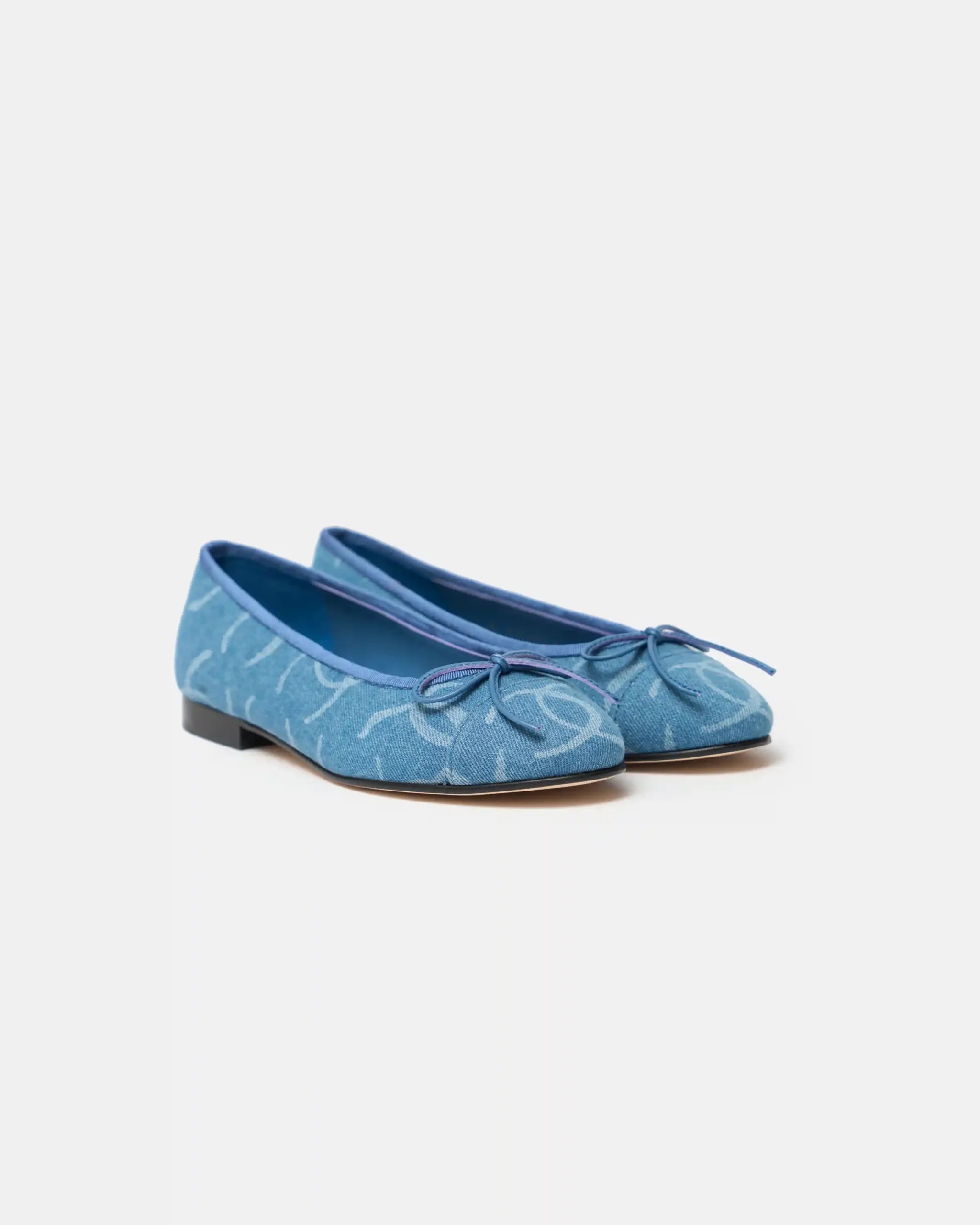 Chanel ballet flats in blue color and Printed Denim Material
