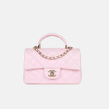 Chanel Classic Mini Flap Top Handle Light Pink GHW