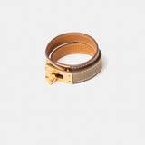 Hermès Mini kelly double tour bracelet in etoupe color and swift leather in GHW 