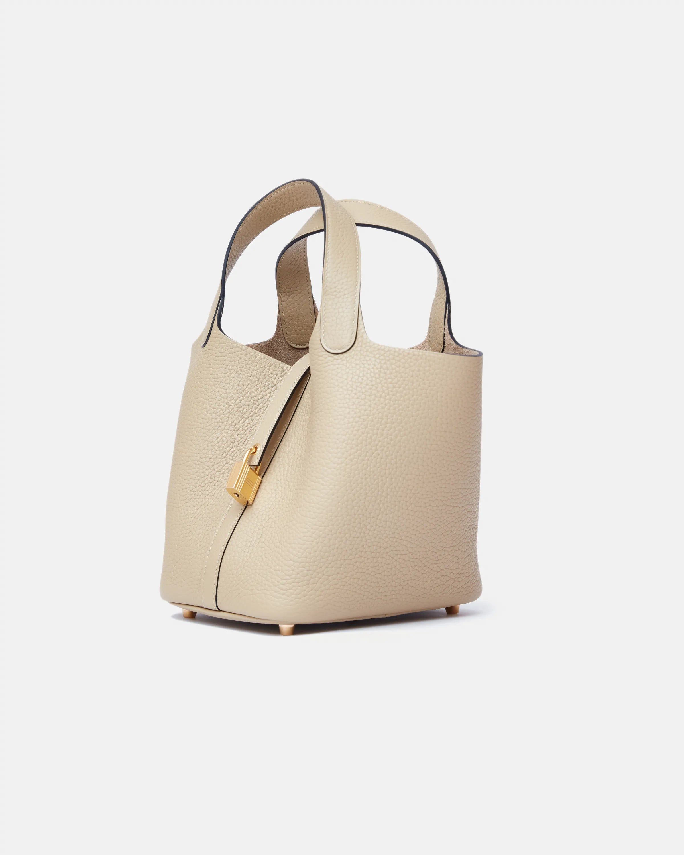Hermès Mini Picotin 18 bucket bag in Trench color and Clemence leather in GHW