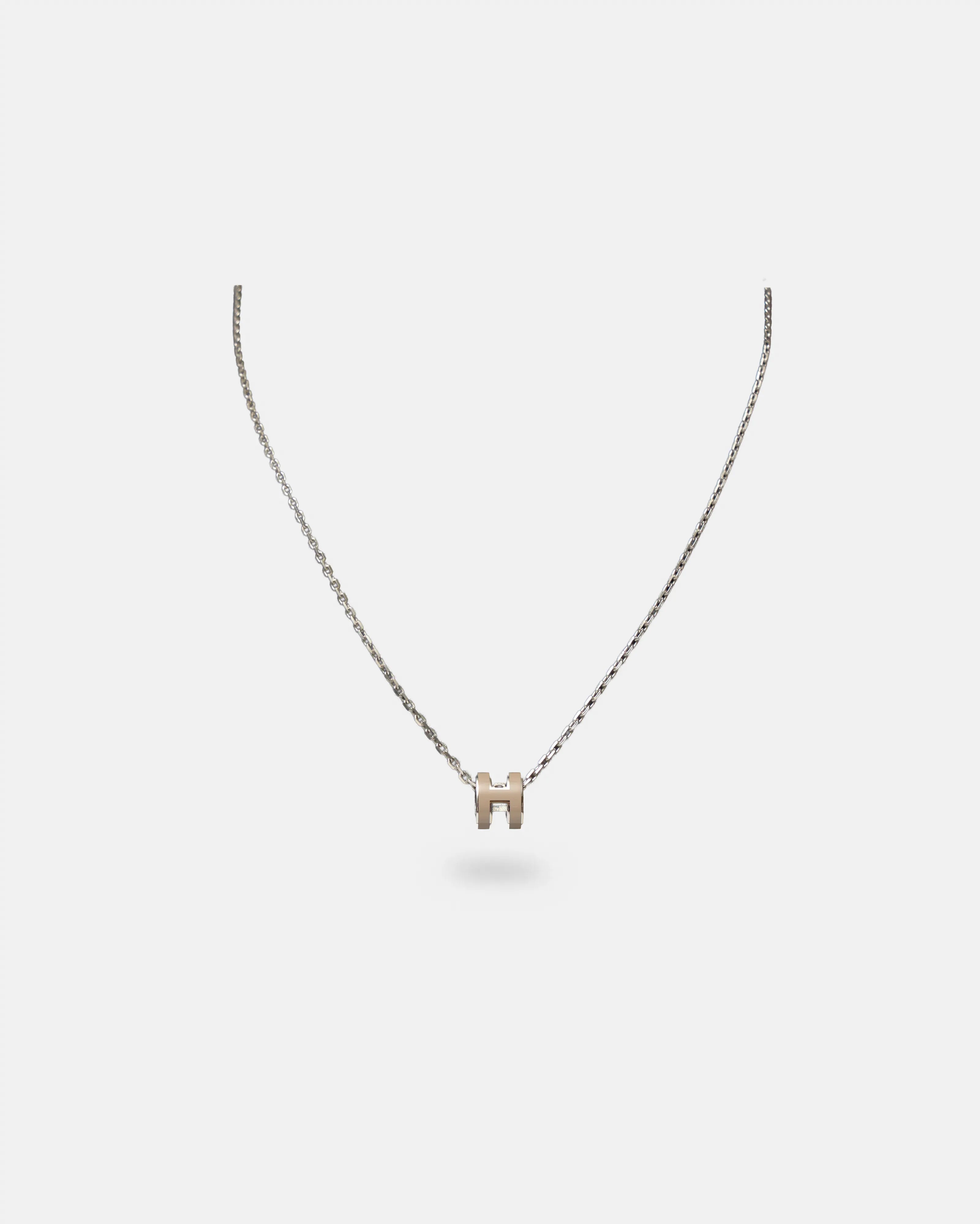 Hermès Mini Pop H necklace in beige color and PHW