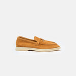 Loro Piana Summer Charms Walk loafers in Brown color and Suede leather in GHW 