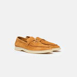 Loro Piana Summer Charms Walk loafers in Brown color and Suede leather in GHW 