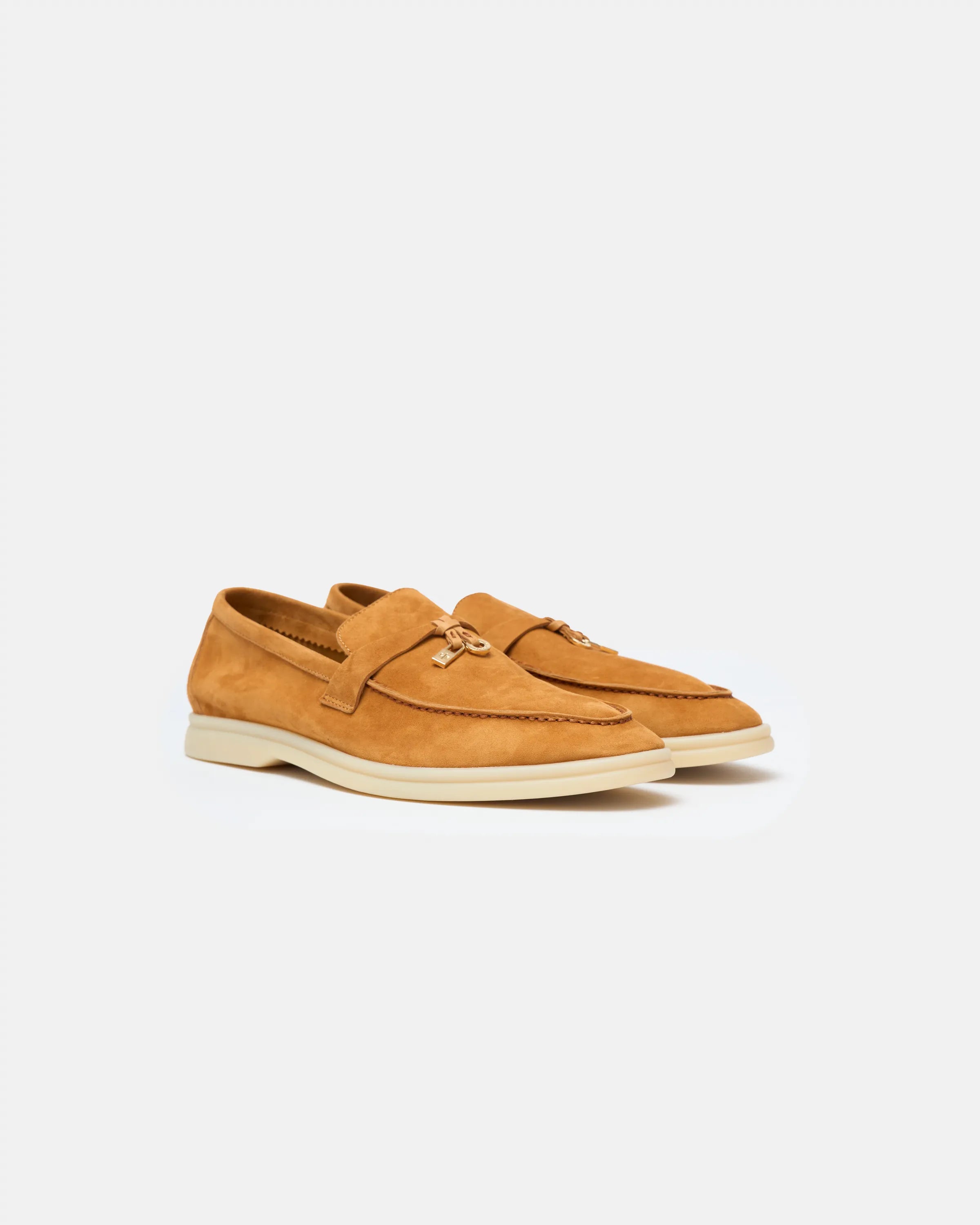 Loro Piana Summer Charms Walk loafers in Brown color and Suede leather in GHW 