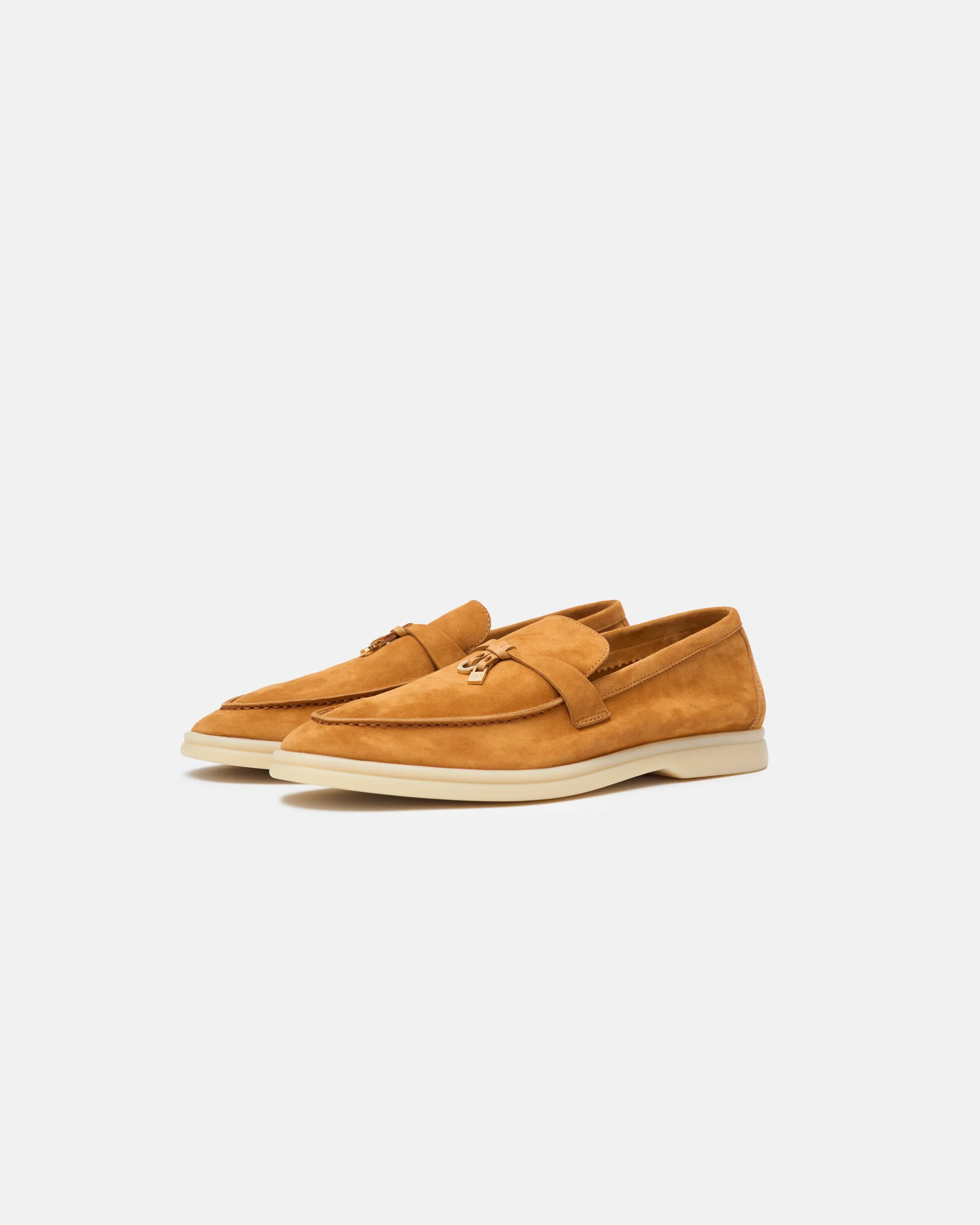 Loro Piana Summer Charms Walk loafers in Brown color and Suede leather in GHW 