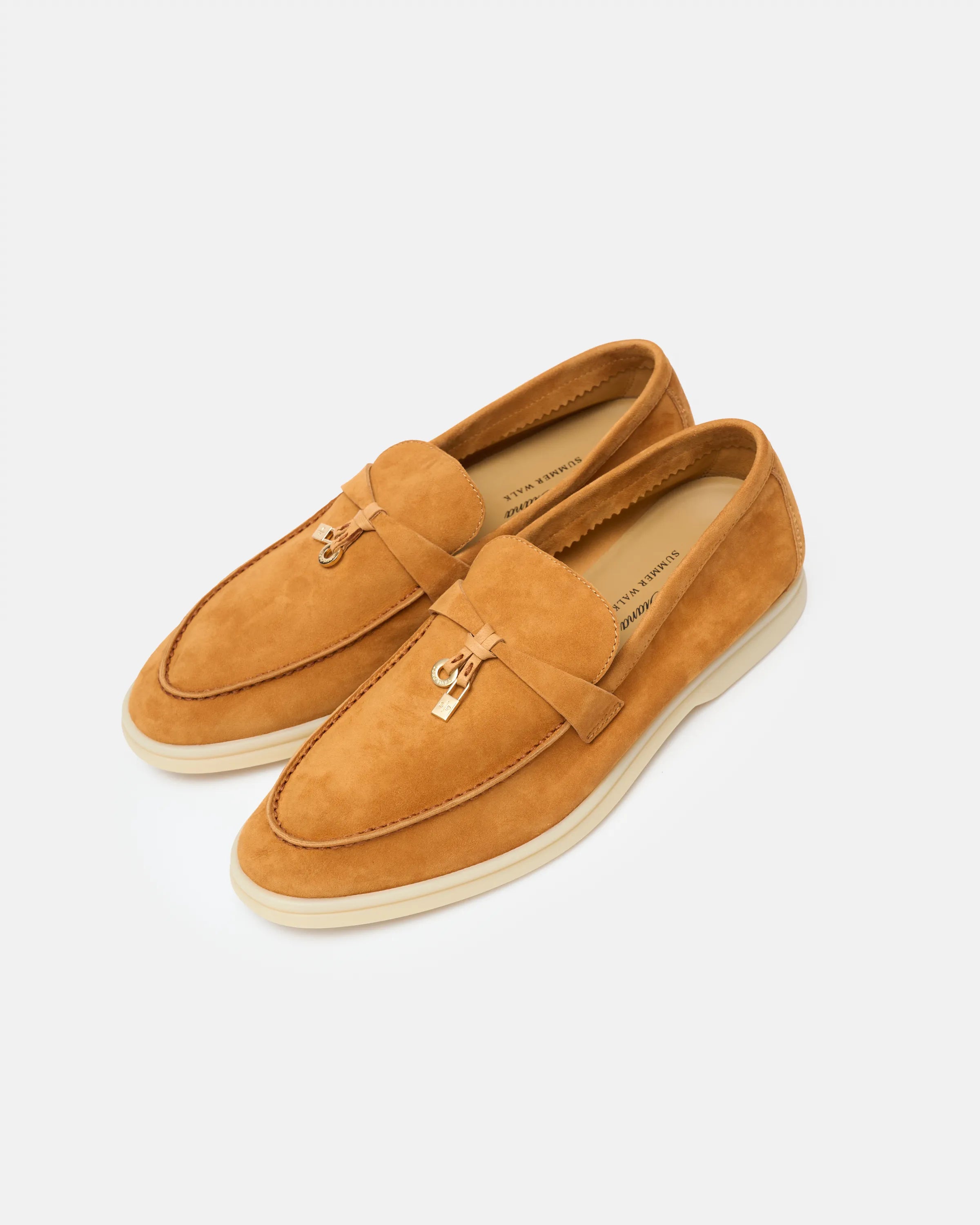 Loro Piana Summer Charms Walk loafers in Brown color and Suede leather in GHW 