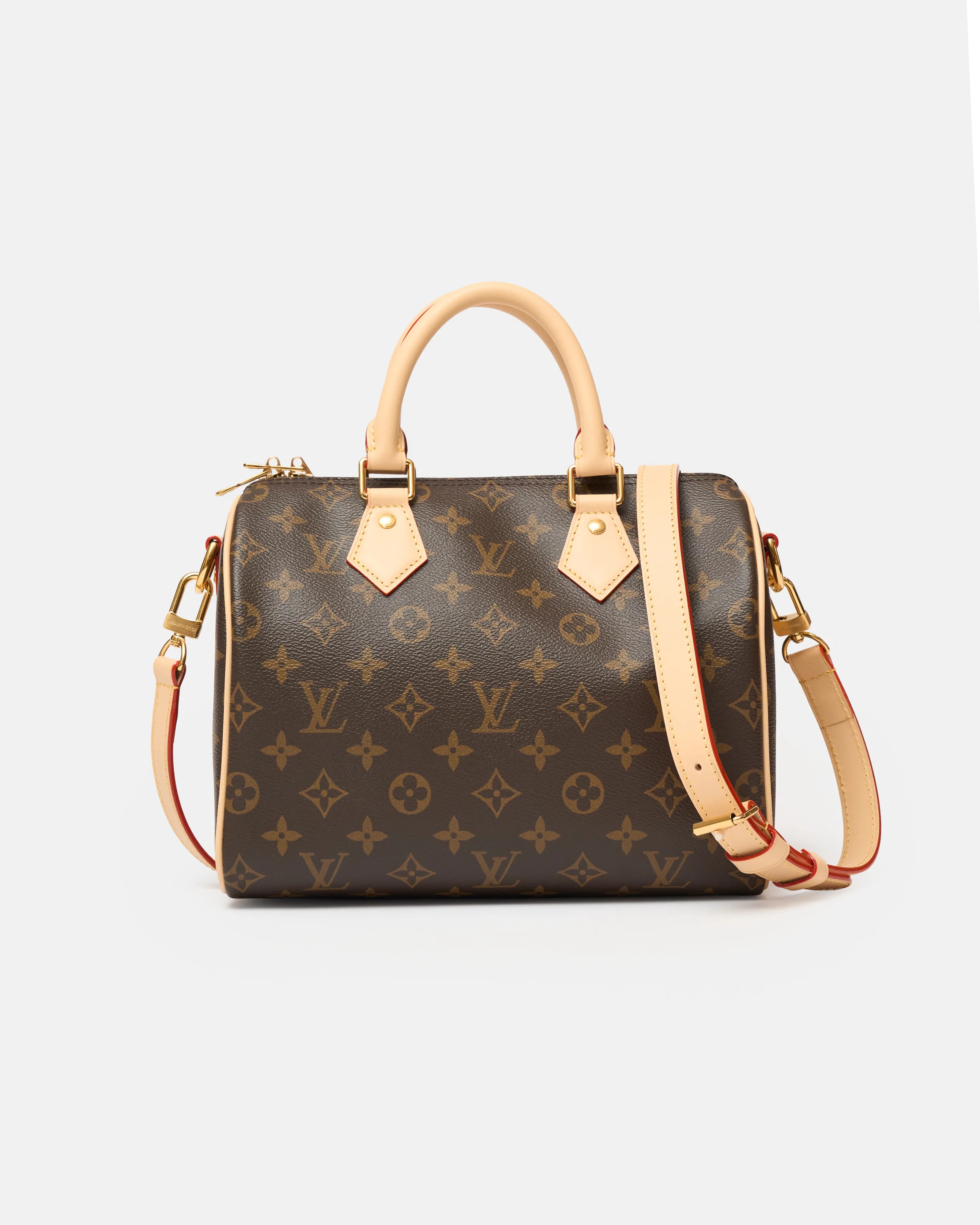Louis vuitton speedy 25 satchel bag in brown color and monogram coated canvas in GHW 