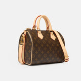 Louis vuitton speedy 25 satchel bag in brown color and monogram coated canvas in GHW 