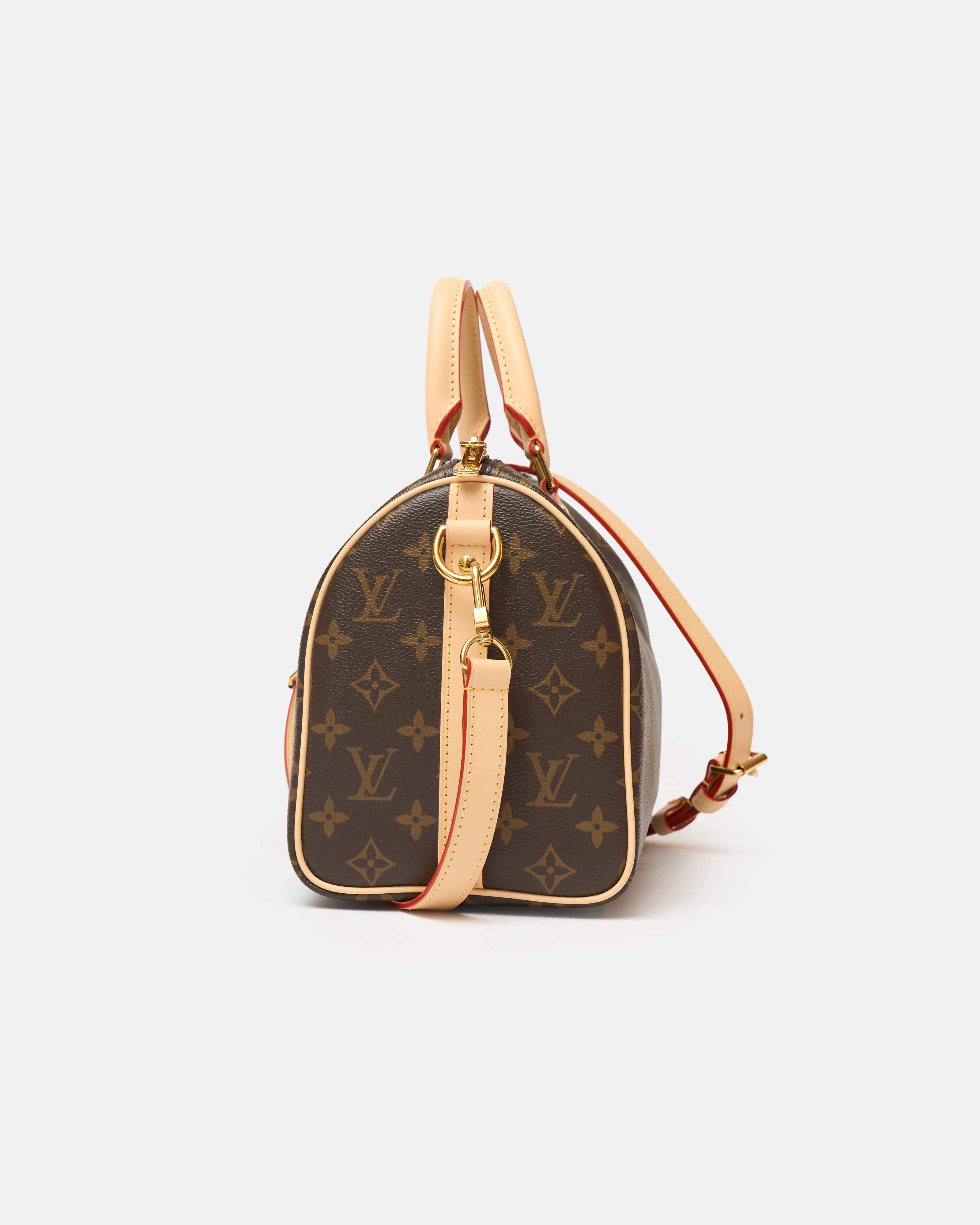 Louis vuitton speedy 25 satchel bag in brown color and monogram coated canvas in GHW 