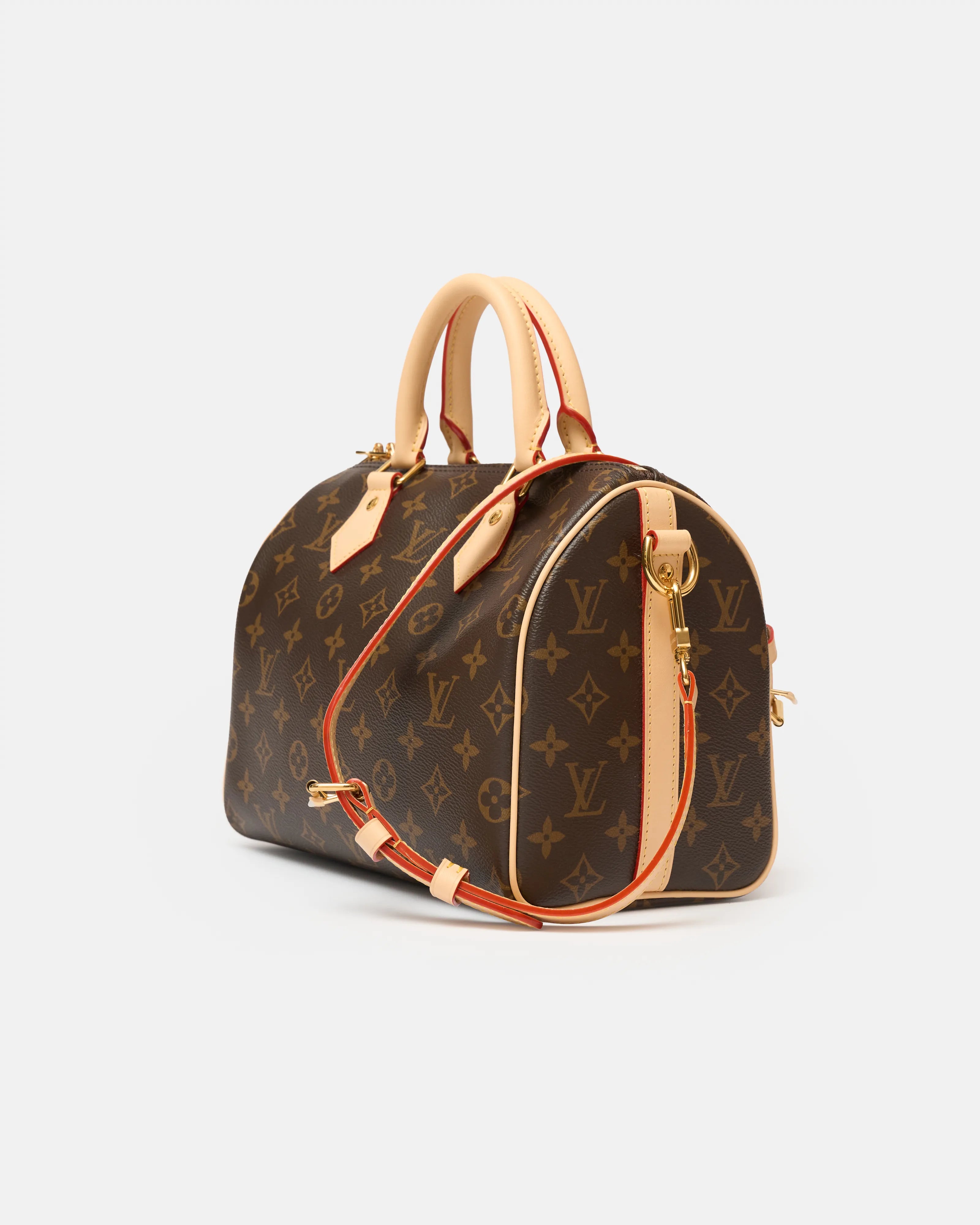 Louis vuitton speedy 25 satchel bag in brown color and monogram coated canvas in GHW 