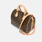 Louis vuitton speedy 25 satchel bag in brown color and monogram coated canvas in GHW 