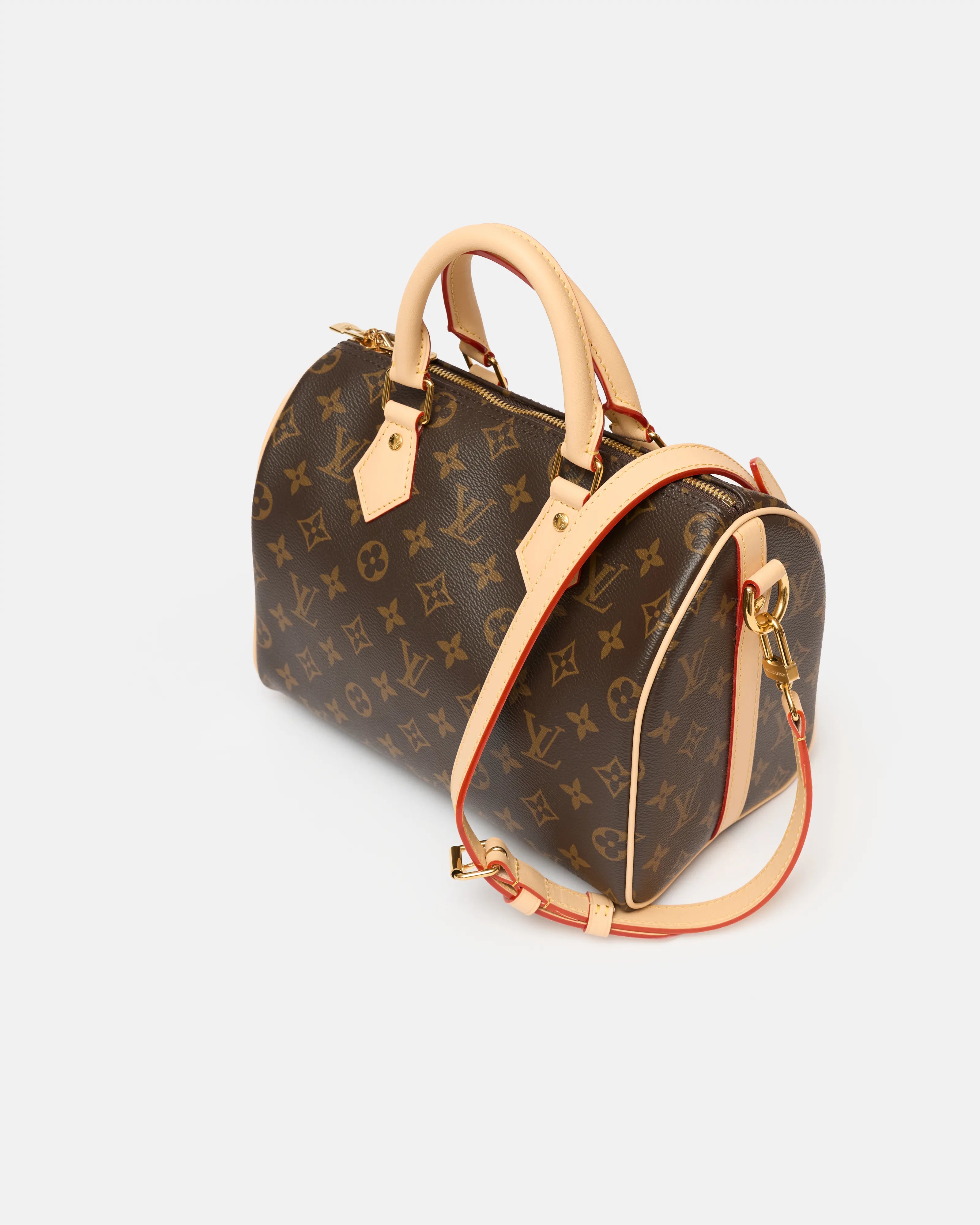 Louis vuitton speedy 25 satchel bag in brown color and monogram coated canvas in GHW 