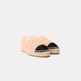 Chanel Light Orange Cotton Tweed Fabric and Grosgrain Espadrilles