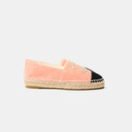 Chanel Light Orange Cotton Tweed Fabric and Grosgrain Espadrilles