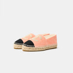 Chanel Light Orange Cotton Tweed Fabric and Grosgrain Espadrilles