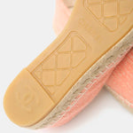Chanel Light Orange Cotton Tweed Fabric and Grosgrain Espadrilles