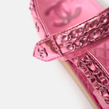 Chanel Pink Calfskin Chain Sandals