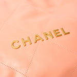 Chanel 22 Light Orange Lambskin Gold-Tone Metal