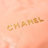 Chanel 22 Light Orange Lambskin Gold-Tone Metal